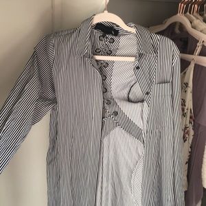 Long striped button up top
